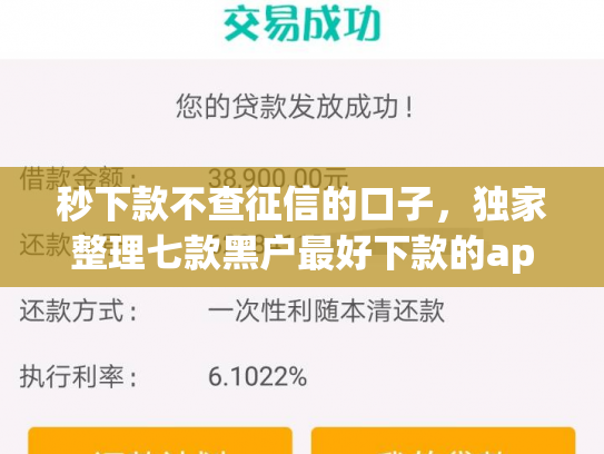 秒下款不查征信的口子，独家整理七款黑户最好下款的app