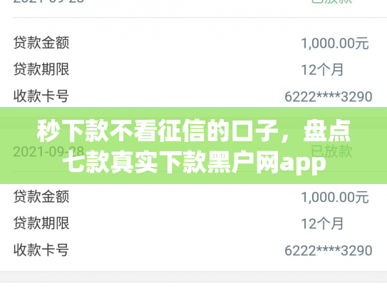 秒下款不看征信的口子，盘点七款真实下款黑户网app