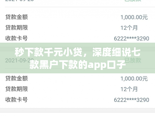 秒下款千元小贷，深度细说七款黑户下款的app口子