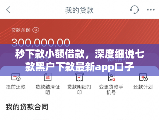 秒下款小额借款，深度细说七款黑户下款最新app口子
