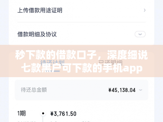 秒下款的借款口子，深度细说七款黑户可下款的手机app