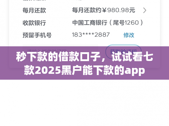 秒下款的借款口子，试试看七款2025黑户能下款的app