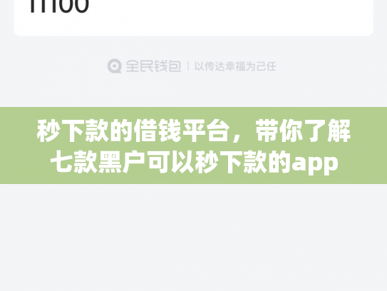 秒下款的借钱平台，带你了解七款黑户可以秒下款的app
