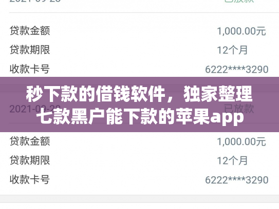 秒下款的借钱软件，独家整理七款黑户能下款的苹果app