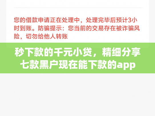 秒下款的千元小贷，精细分享七款黑户现在能下款的app