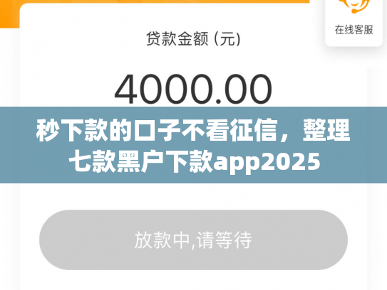 秒下款的口子不看征信，整理七款黑户下款app2025