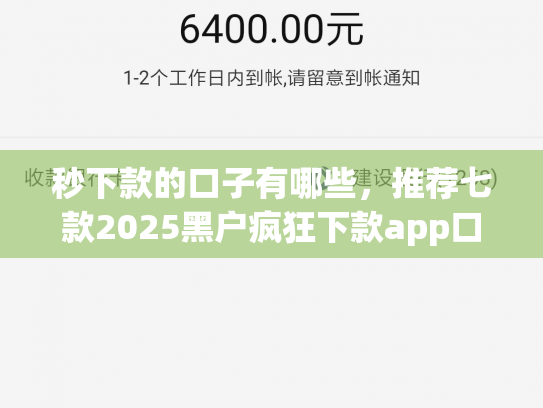 秒下款的口子有哪些，推荐七款2025黑户疯狂下款app口子