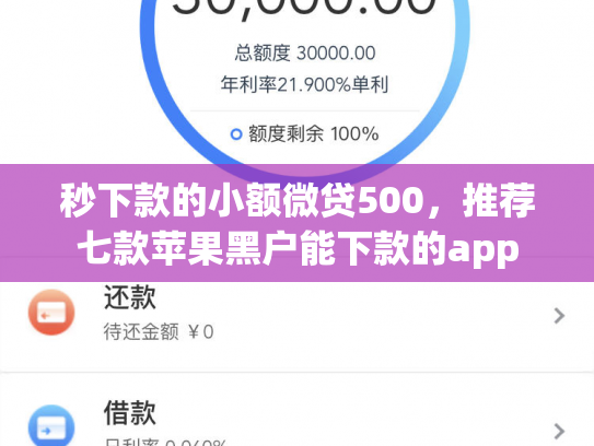 秒下款的小额微贷500，推荐七款苹果黑户能下款的app