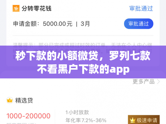 秒下款的小额微贷，罗列七款不看黑户下款的app