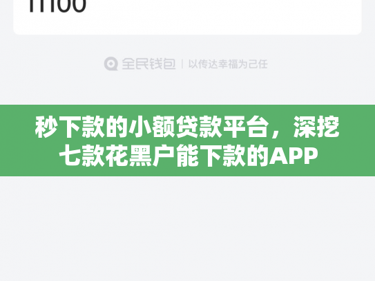 秒下款的小额贷款平台，深挖七款花黑户能下款的APP