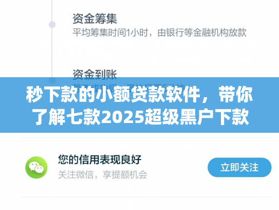 秒下款的小额贷款软件，带你了解七款2025超级黑户下款app