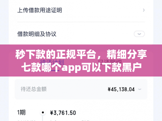 秒下款的正规平台，精细分享七款哪个app可以下款黑户
