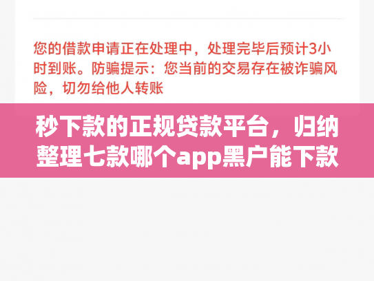秒下款的正规贷款平台，归纳整理七款哪个app黑户能下款啊