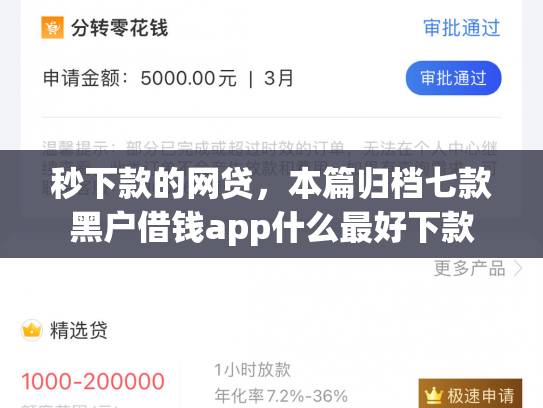 秒下款的网贷，本篇归档七款黑户借钱app什么最好下款