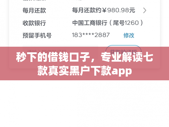 秒下的借钱口子，专业解读七款真实黑户下款app