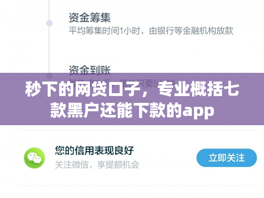 秒下的网贷口子，专业概括七款黑户还能下款的app