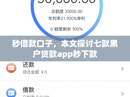 秒借款口子，本文探讨七款黑户贷款app秒下款