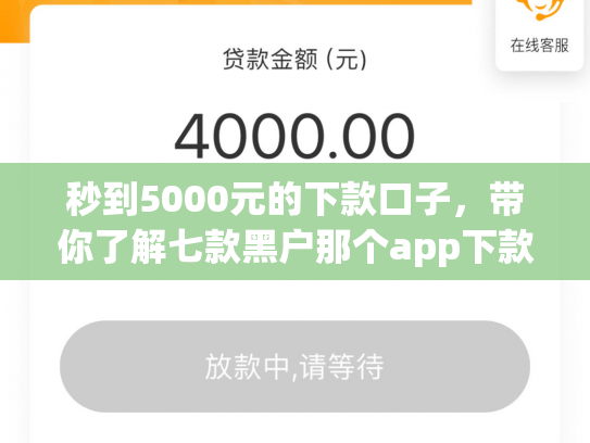 秒到5000元的下款口子，带你了解七款黑户那个app下款