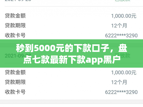 秒到5000元的下款口子，盘点七款最新下款app黑户