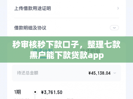 秒审核秒下款口子，整理七款黑户能下款贷款app