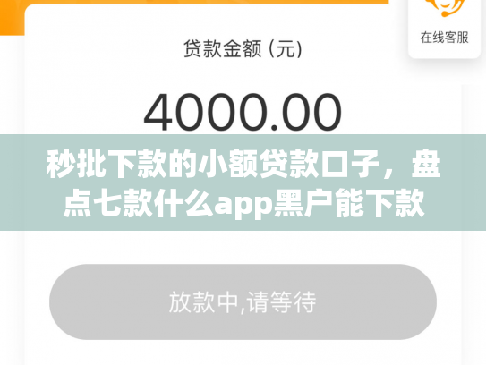 秒批下款的小额贷款口子，盘点七款什么app黑户能下款