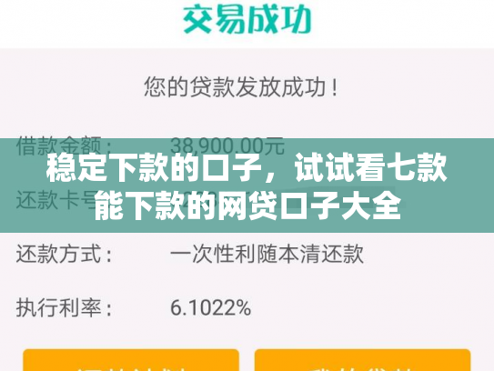 稳定下款的口子，试试看七款能下款的网贷口子大全