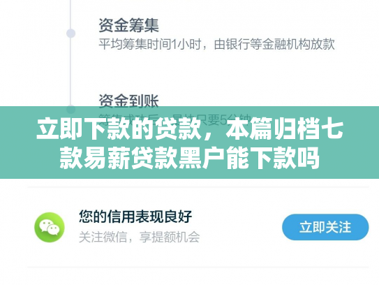 立即下款的贷款，本篇归档七款易薪贷款黑户能下款吗