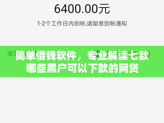 简单借钱软件，专业解读七款哪些黑户可以下款的网贷