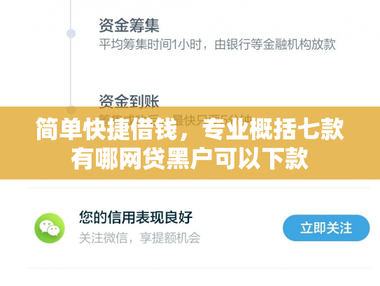 简单快捷借钱，专业概括七款有哪网贷黑户可以下款