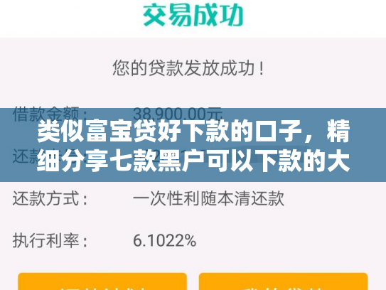 类似富宝贷好下款的口子，精细分享七款黑户可以下款的大额贷款