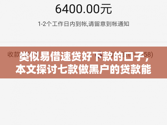 类似易借速贷好下款的口子，本文探讨七款做黑户的贷款能下款吗