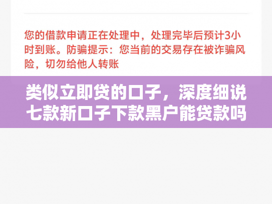 类似立即贷的口子，深度细说七款新口子下款黑户能贷款吗