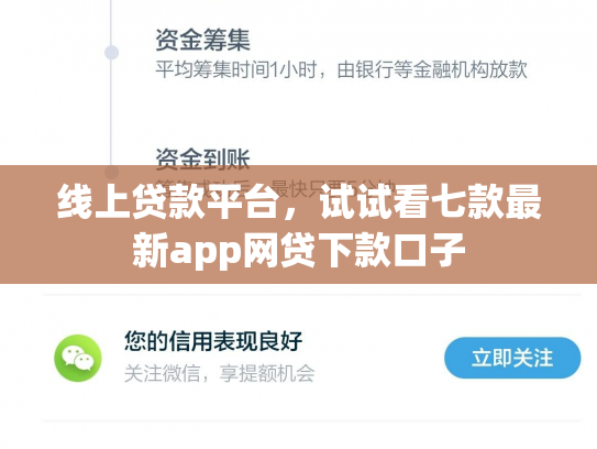 线上贷款平台，试试看七款最新app网贷下款口子