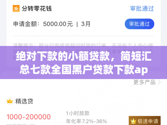 绝对下款的小额贷款，简短汇总七款全国黑户贷款下款app