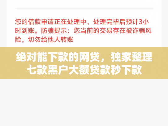 绝对能下款的网贷，独家整理七款黑户大额贷款秒下款