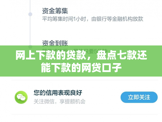 网上下款的贷款，盘点七款还能下款的网贷口子