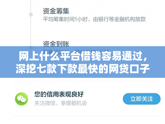 网上什么平台借钱容易通过，深挖七款下款最快的网贷口子