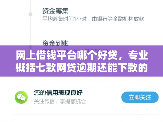 网上借钱平台哪个好贷，专业概括七款网贷逾期还能下款的口子