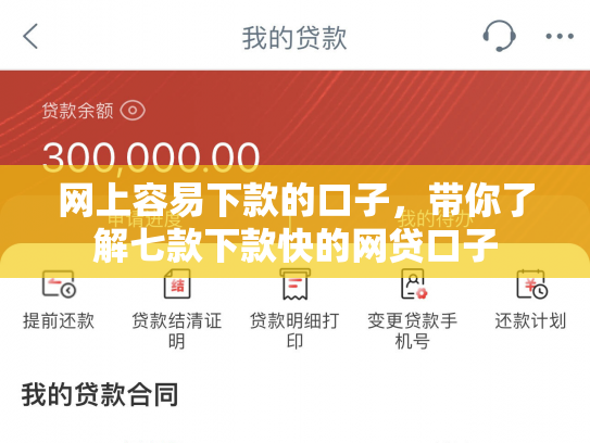 网上容易下款的口子，带你了解七款下款快的网贷口子