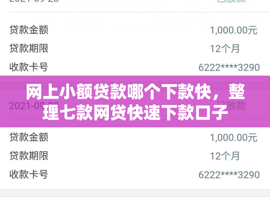 网上小额贷款哪个下款快，整理七款网贷快速下款口子