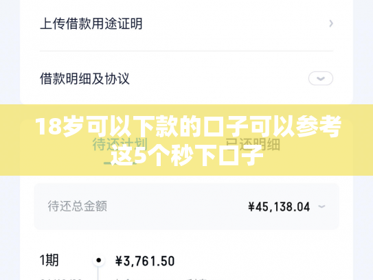 18岁可以下款的口子可以参考这5个秒下口子