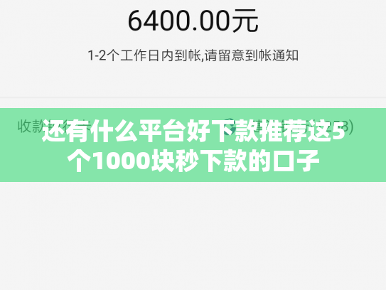还有什么平台好下款推荐这5个1000块秒下款的口子