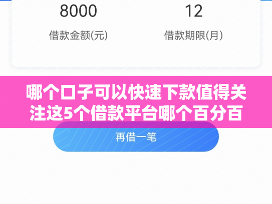 哪个口子可以快速下款值得关注这5个借款平台哪个百分百下款
