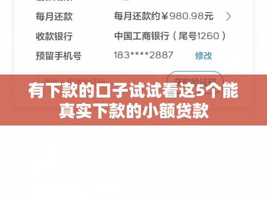 有下款的口子试试看这5个能真实下款的小额贷款