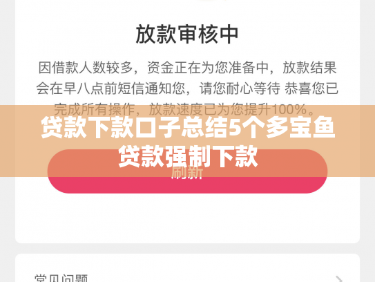 贷款下款口子总结5个多宝鱼贷款强制下款