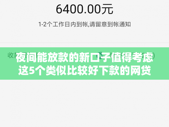 夜间能放款的新口子值得考虑这5个类似比较好下款的网贷
