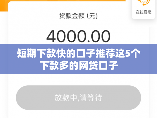短期下款快的口子推荐这5个下款多的网贷口子