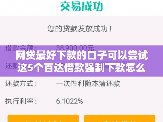 网贷最好下款的口子可以尝试这5个百达借款强制下款怎么弄