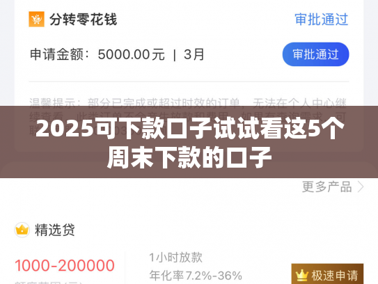 2025可下款口子试试看这5个周末下款的口子