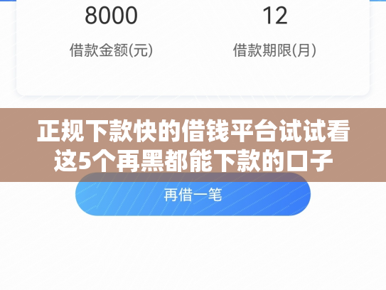 正规下款快的借钱平台试试看这5个再黑都能下款的口子